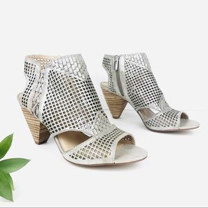 Vince Camuto Silver Booties stack Cone Heel NEW